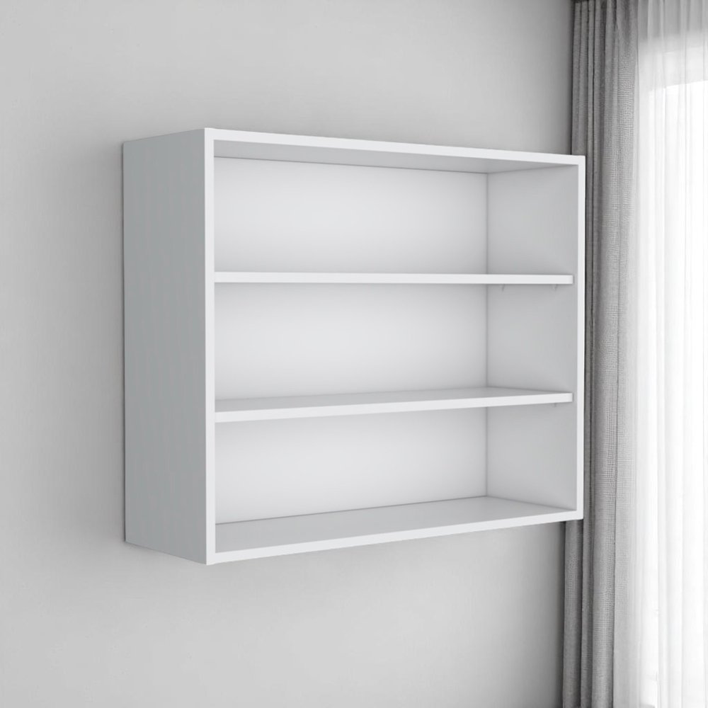 36" White Wood Three Tier Wall Mounted Floating Shelf