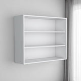 36" White Wood Three Tier Wall Mounted Floating Shelf