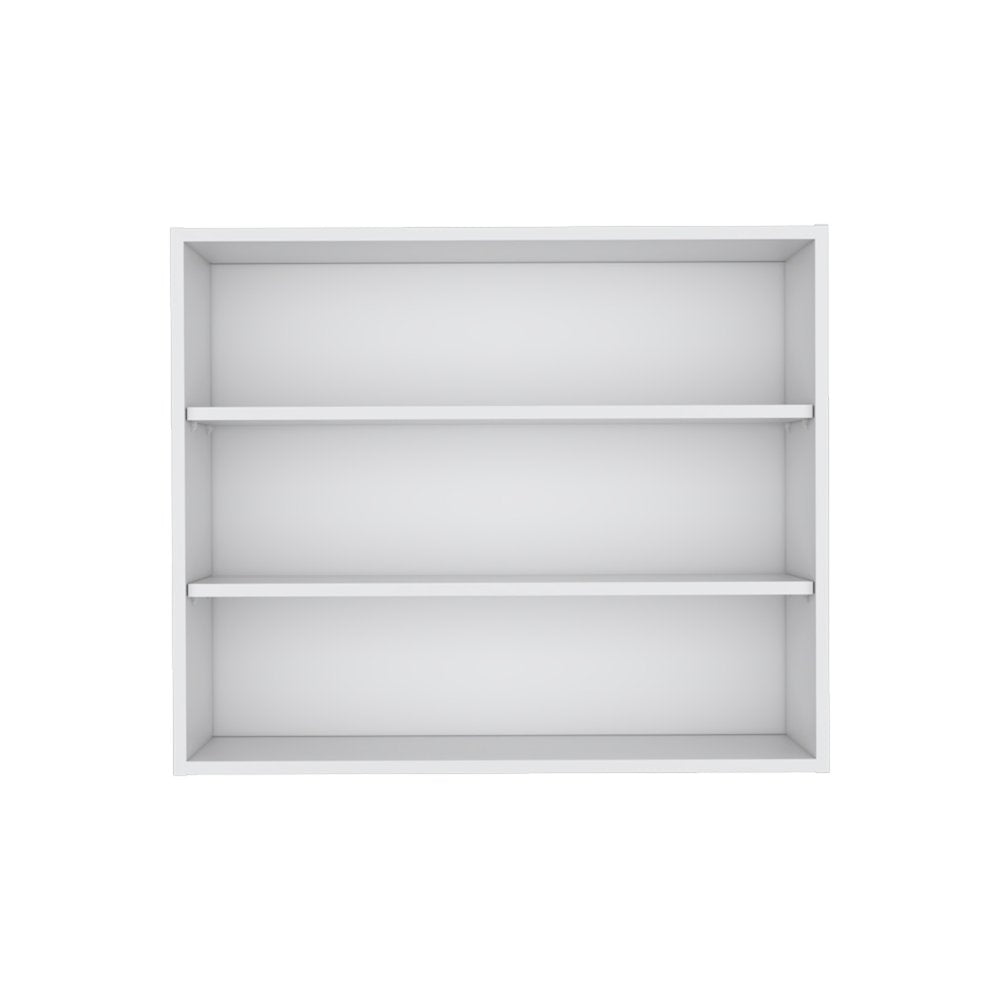 36" White Wood Three Tier Wall Mounted Floating Shelf