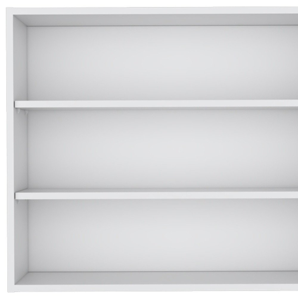 36" White Wood Three Tier Wall Mounted Floating Shelf