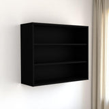 36" Black Wood Three Tier Wall Mounted Floating Shelf