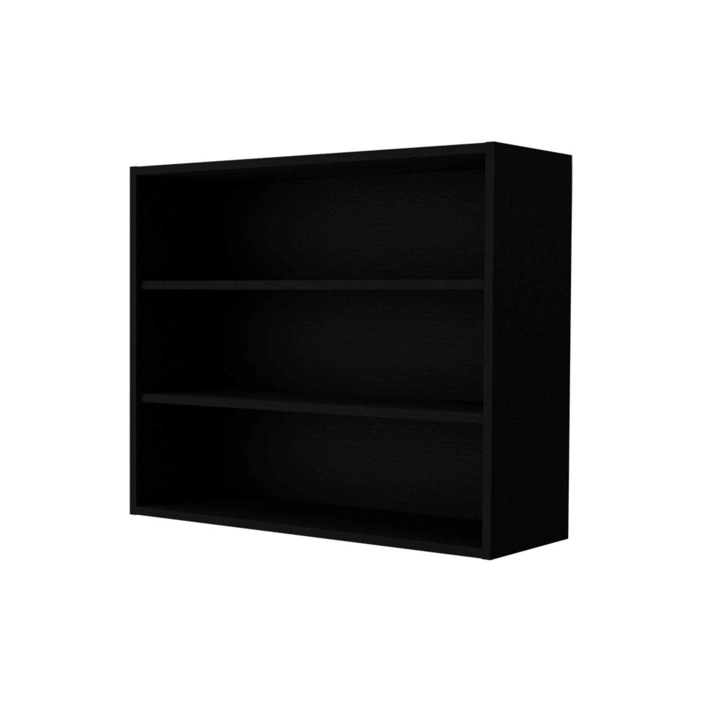 36" Black Wood Three Tier Wall Mounted Floating Shelf