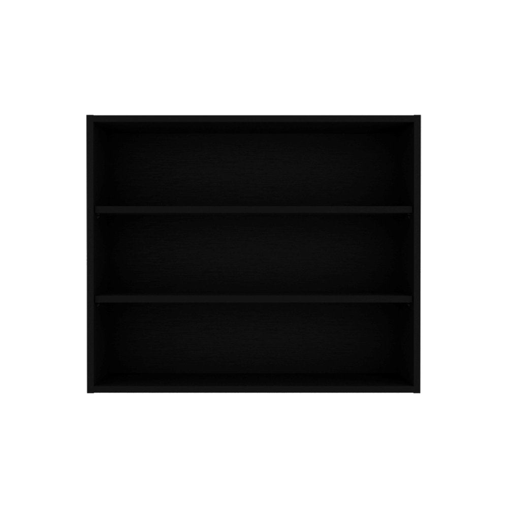 36" Black Wood Three Tier Wall Mounted Floating Shelf