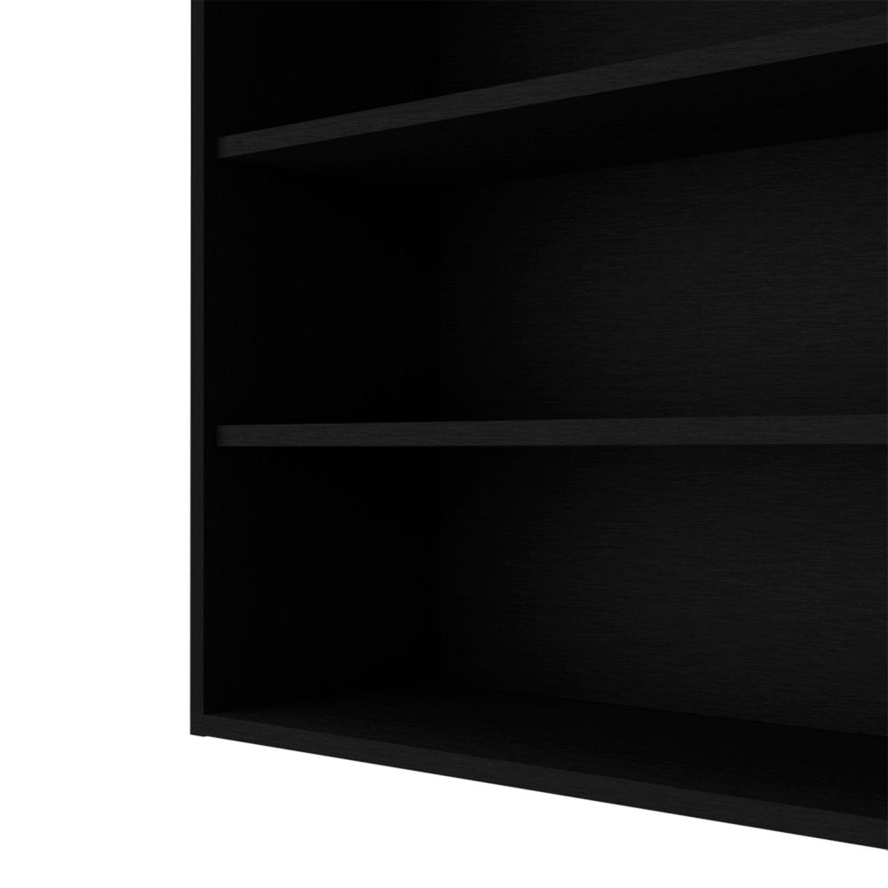 36" Black Wood Three Tier Wall Mounted Floating Shelf