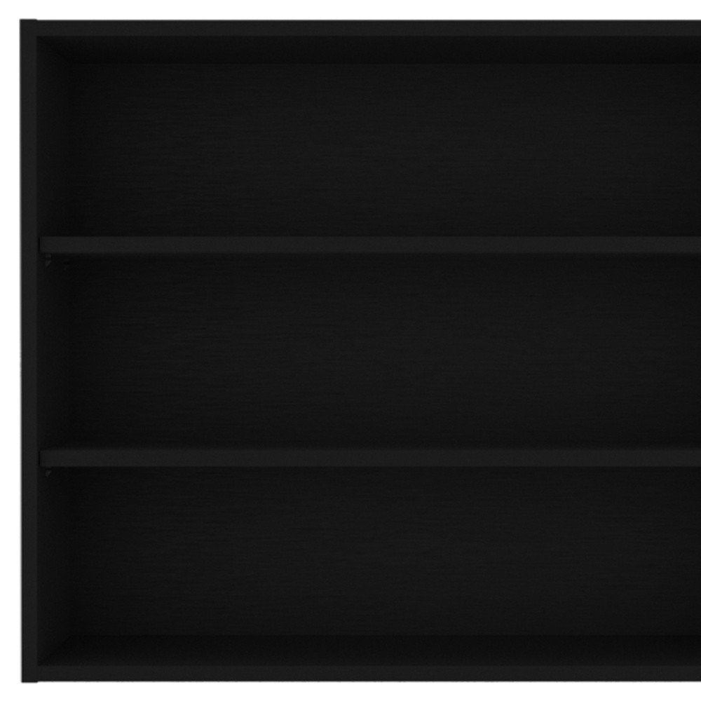 36" Black Wood Three Tier Wall Mounted Floating Shelf