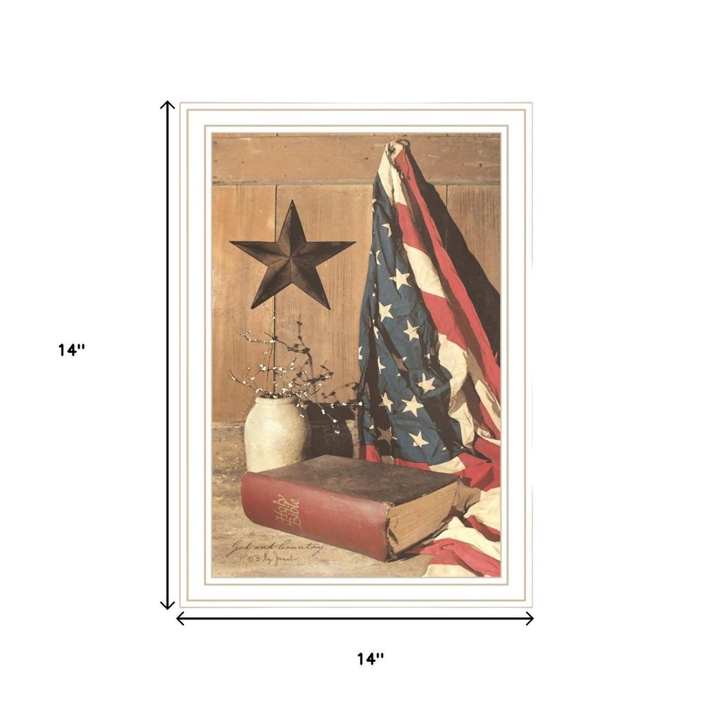Set Of Two Star Spangled Night God And Country White Framed Wall Art
