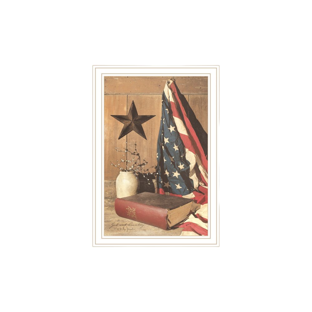 Set Of Two Star Spangled Night God And Country White Framed Wall Art