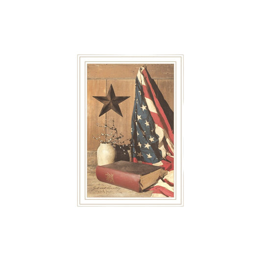 Set Of Two Star Spangled Night God And Country White Framed Wall Art