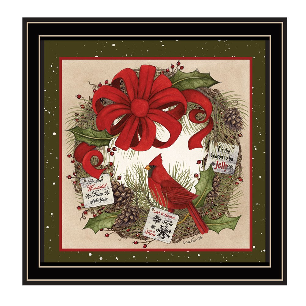 Cardinal Wreath Black Framed Wall Art