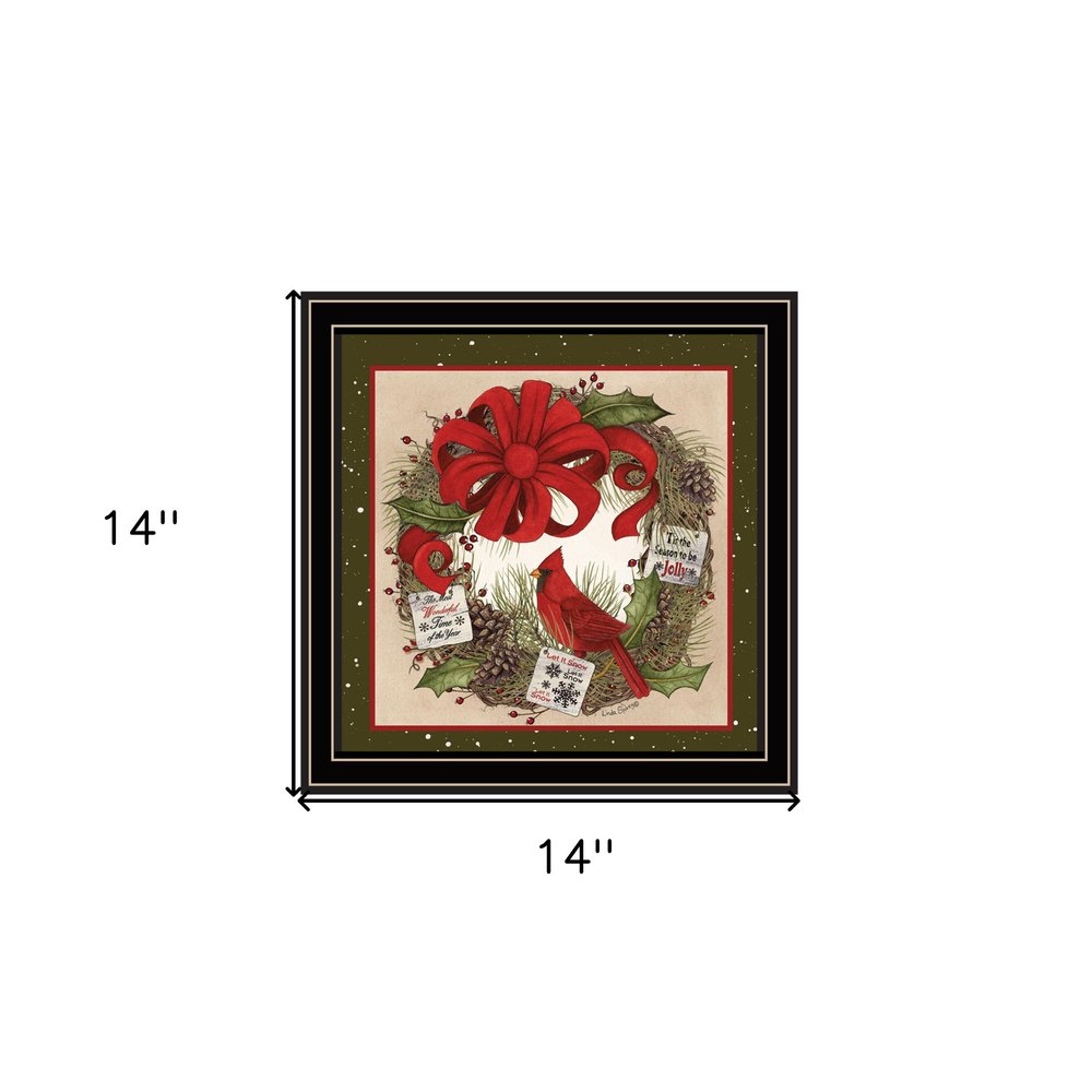 Cardinal Wreath Black Framed Wall Art