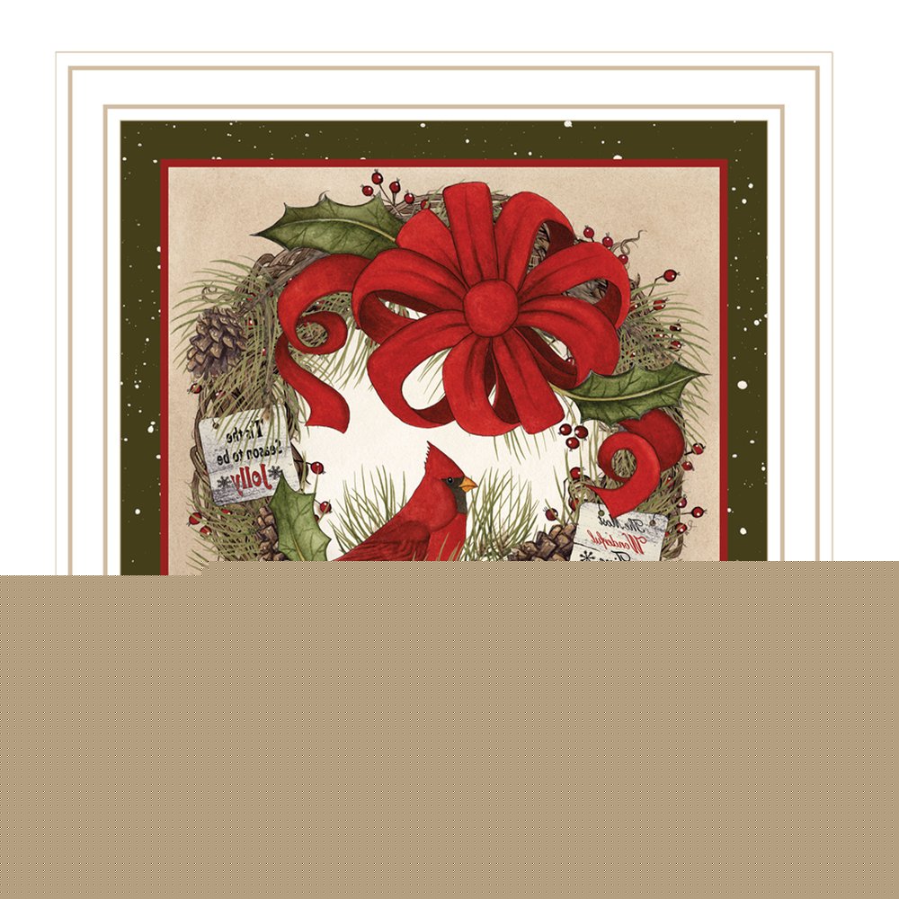 Cardinal Wreath White Framed Wall Art