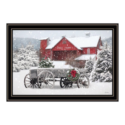 Tree Farm Wagon Black Framed Wall Art
