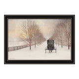 Snowy Amish Lane Black Framed Wall Art