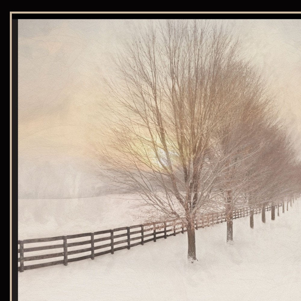 Snowy Amish Lane Black Framed Wall Art