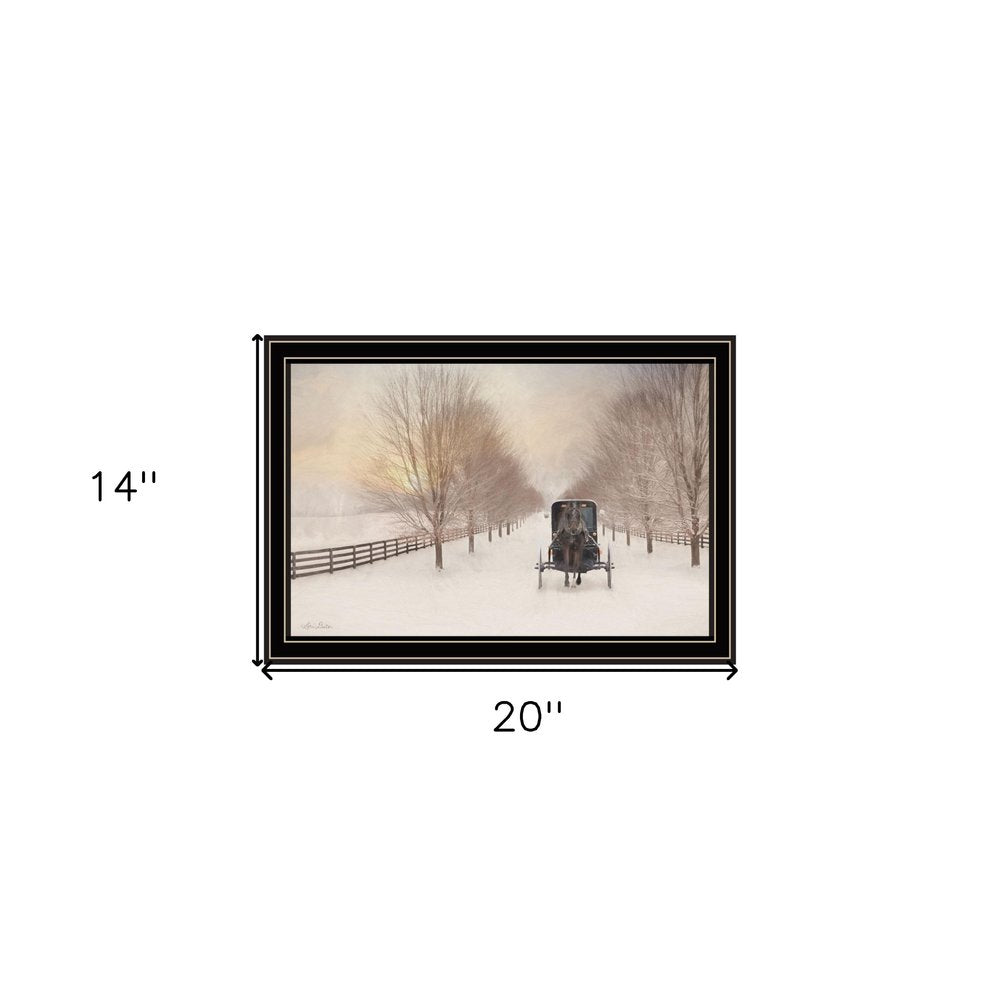Snowy Amish Lane Black Framed Wall Art