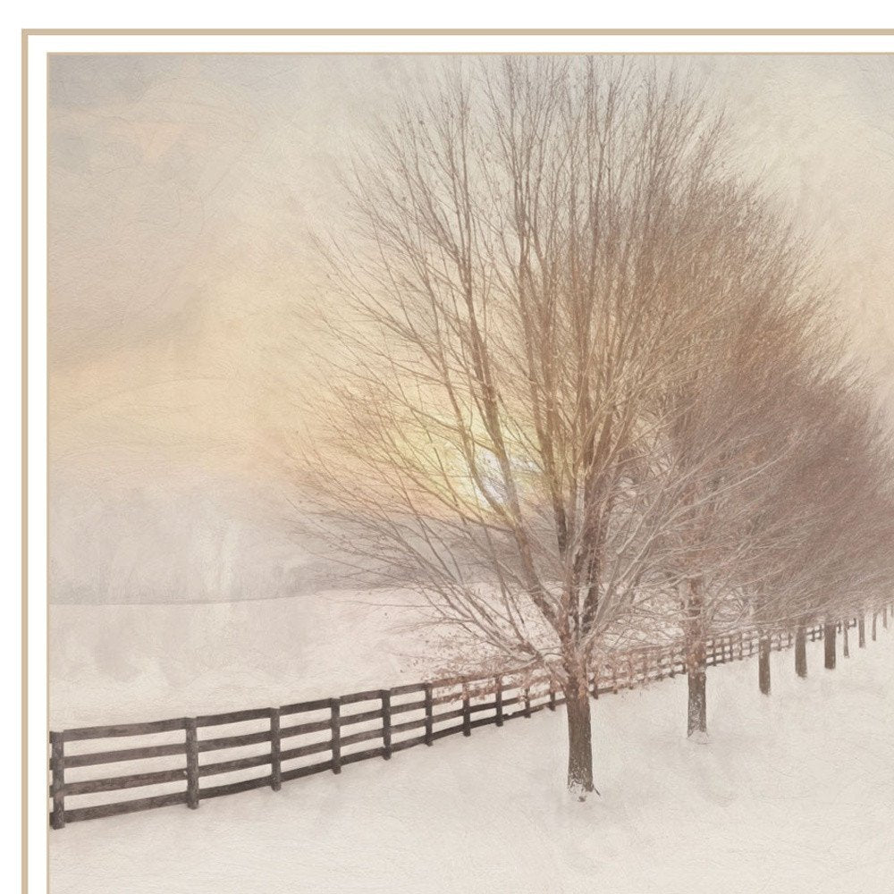 Snowy Amish Lane White Framed Wall Art