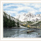 Snowy Mountain Landscape White Framed Wall Art