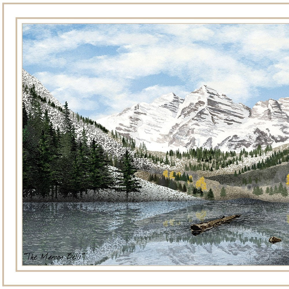 Snowy Mountain Landscape White Framed Wall Art