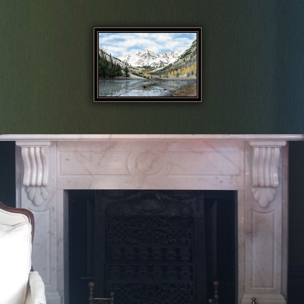 Snowy Mountain Landscape  Black Framed Wall Art