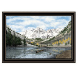 Snowy Mountain Landscape  Black Framed Wall Art