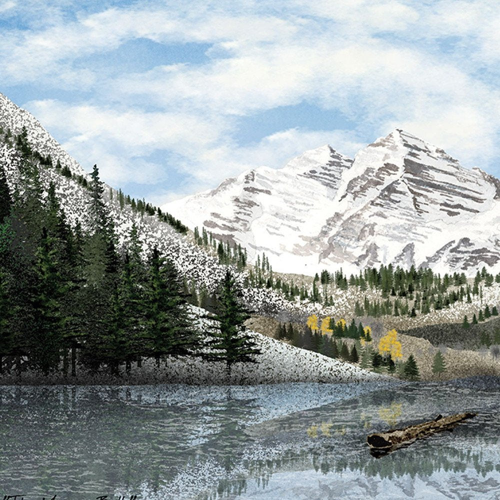 Snowy Mountain Landscape  Black Framed Wall Art