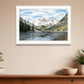 Snowy Mountain Landscape  White Framed Wall Art