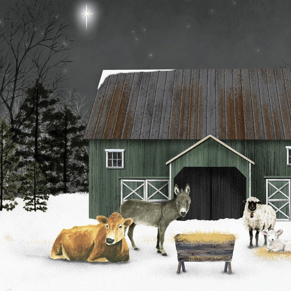 Remembering the Night Christmas Manger Black Framed Wall Art