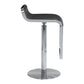 Black and Silver Faux Leather and Steel Adjustable Height Swivel Bar Chair