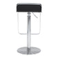 Black and Silver Faux Leather and Steel Adjustable Height Swivel Bar Chair