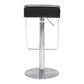 Black and Silver Faux Leather and Steel Adjustable Height Swivel Bar Chair