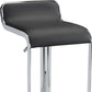 Black and Silver Faux Leather and Steel Adjustable Height Swivel Bar Chair
