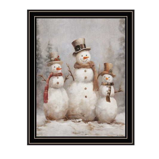 Snowman Trio Black Framed Wall Art