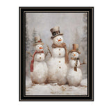 Snowman Trio Black Framed Wall Art