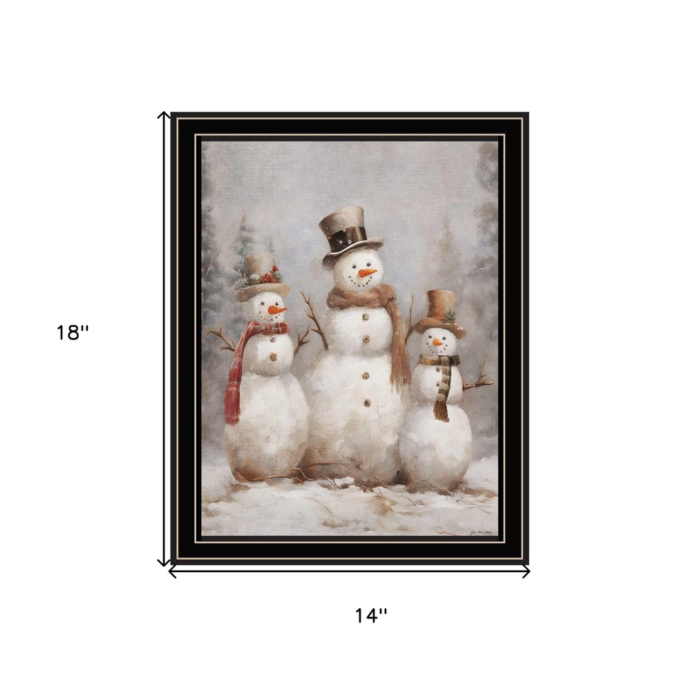 Snowman Trio Black Framed Wall Art
