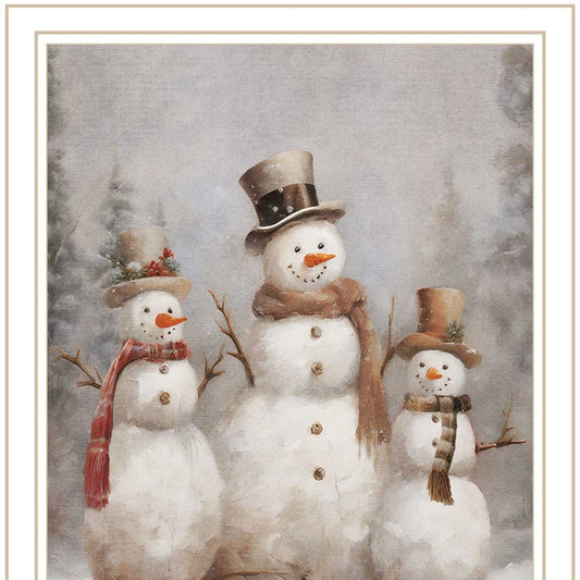 Snowman Trio White Framed Wall Art