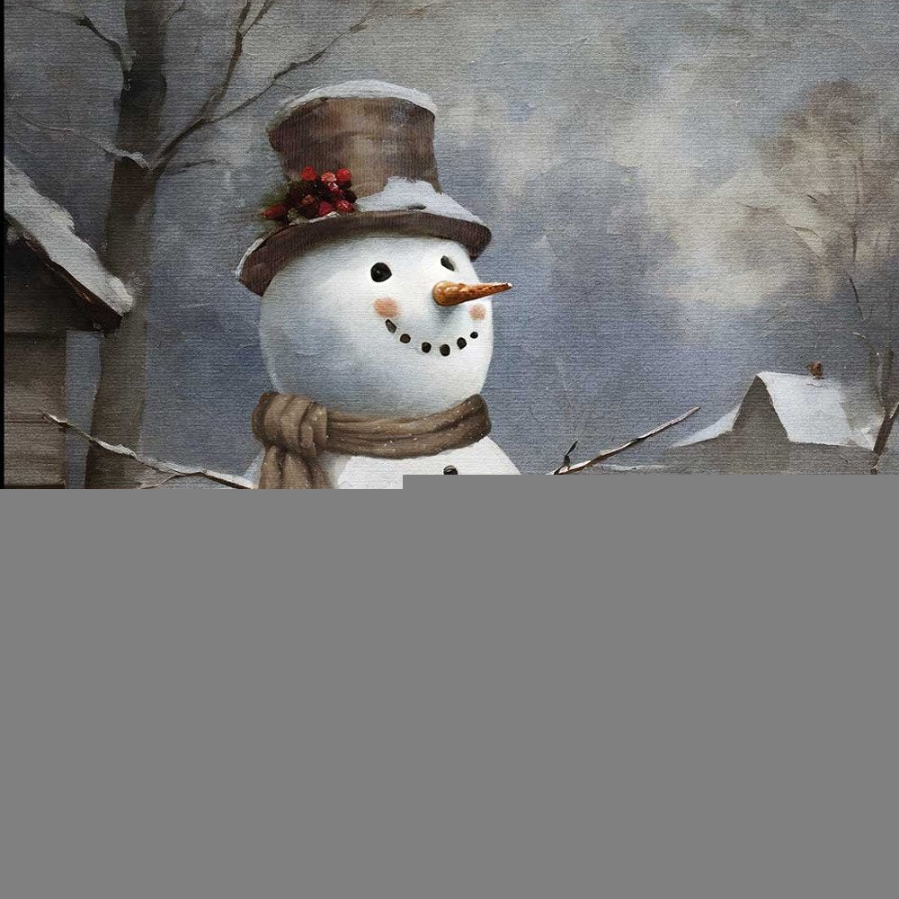 Boy Building A Snowman Black Framed Wall Art