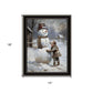 Boy Building A Snowman Black Framed Wall Art