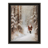 Santa's Winter Stroll Black Framed Wall Art