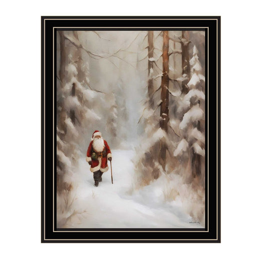 Santa's Winter Stroll Black Framed Wall Art