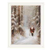 Santa's Winter Stroll White Framed Wall Art