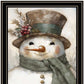 Old World Frosty The Snowman Black Framed Wall Art