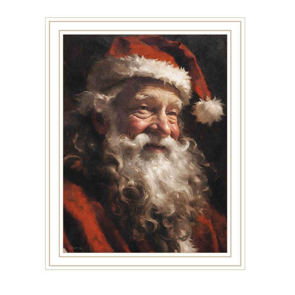 Old World Santa Claus White Framed Wall Art
