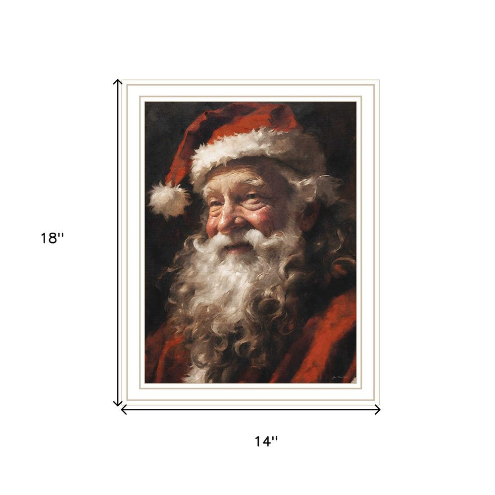 Old World Santa Claus White Framed Wall Art