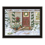 Decorated Holiday Porch Black Framed Wall Art