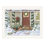 Decorated Holiday Porch White Framed Wall Art
