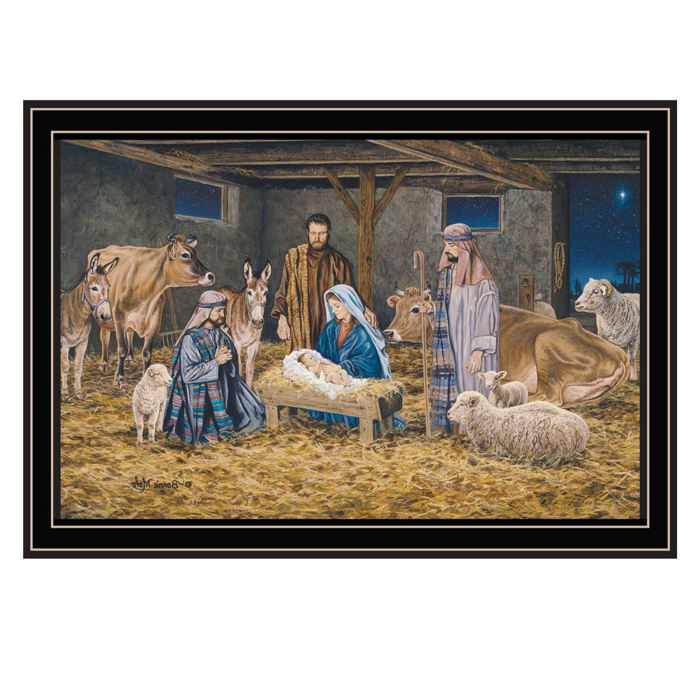 The Birth of Christ Black Framed Wall Art