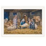 The Birth of Christ White Framed Wall Art
