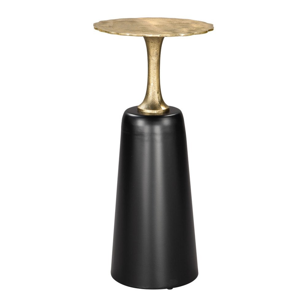 26" Gold and Black Aluminum and Iron Round Pedestal End Table
