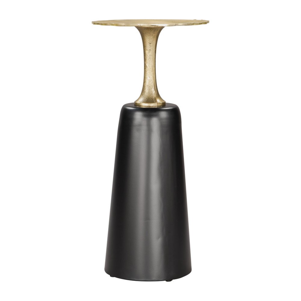26" Gold and Black Aluminum and Iron Round Pedestal End Table