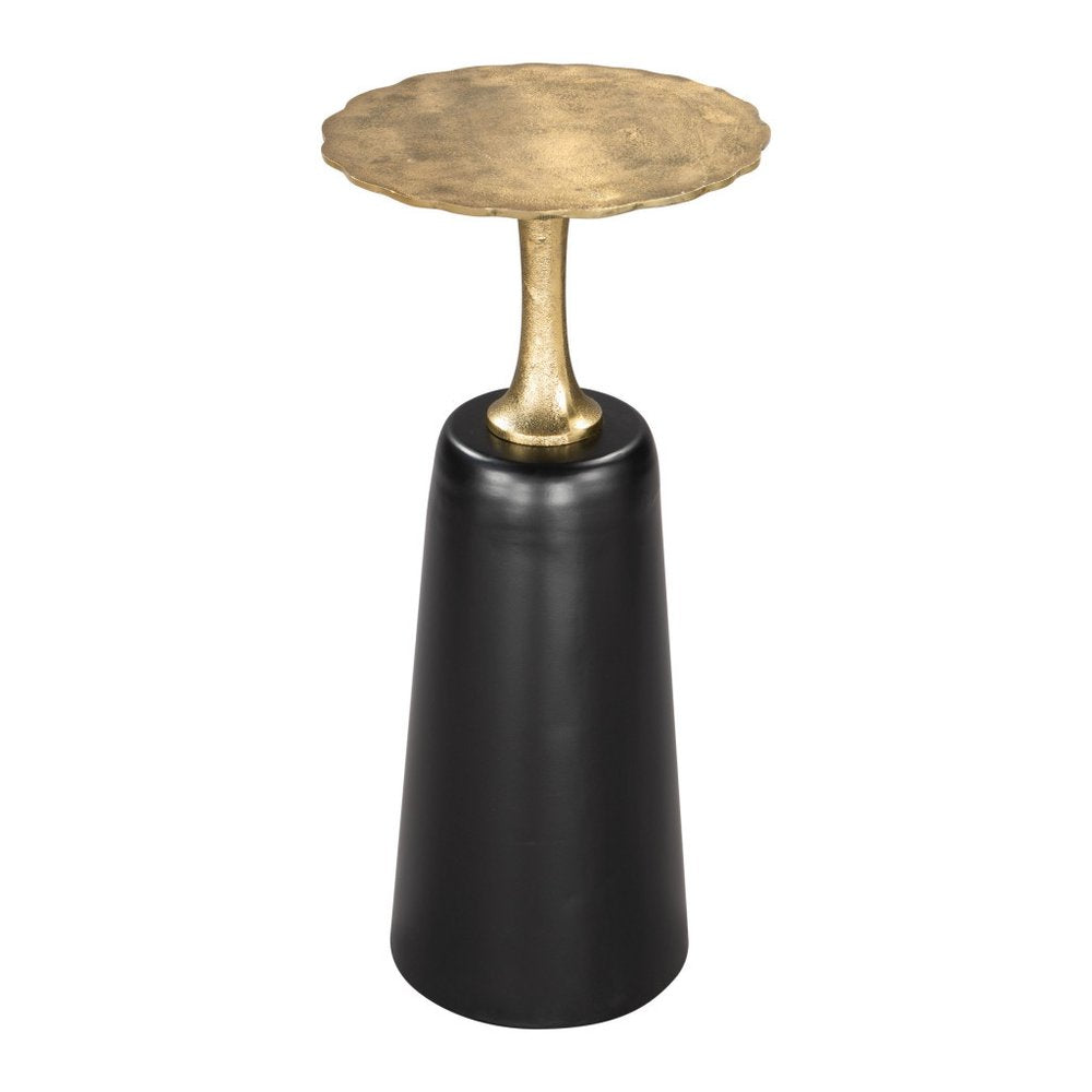 26" Gold and Black Aluminum and Iron Round Pedestal End Table